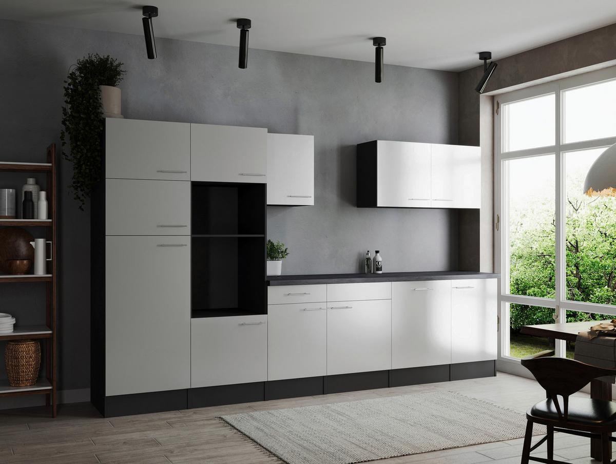 Küchenleerblock Oliver Grau, Weiß B: 340 Cm - Weiß/Grau, Design, Holzwerkstoff (340cm) - Respekta