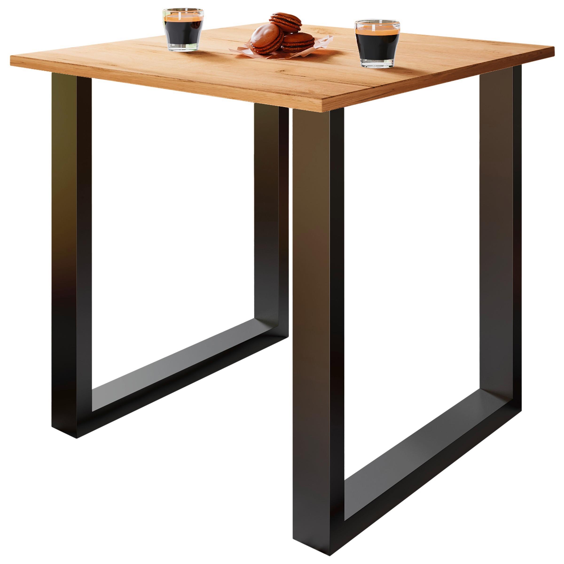 Schreibtisch Lona Schwarz, Eiche Dekor B: 80 cm - Honigeiche/Silberfarben, Design, Holzwerkstoff/Metall (80/76/50cm) - MID.YOU
