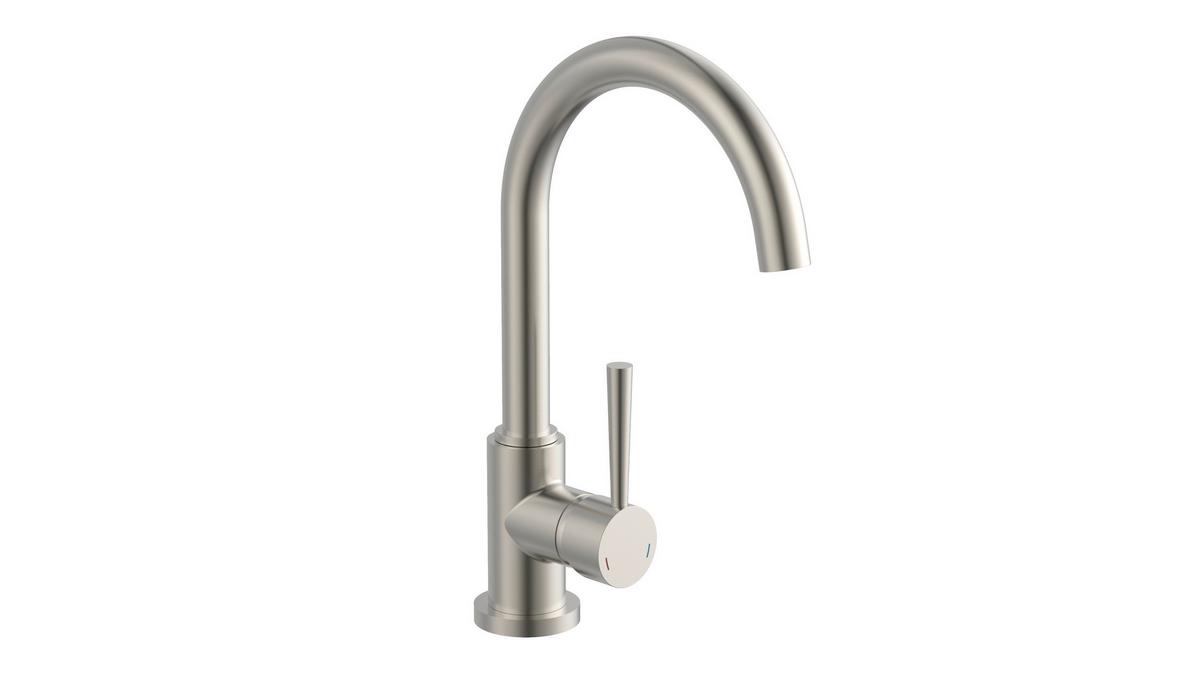Küchenarmatur Cornwall Edelst. schwenkbar Niederdruck - Edelstahlfarben, LIFESTYLE, Kunststoff/Metall (34cm) - Schütte