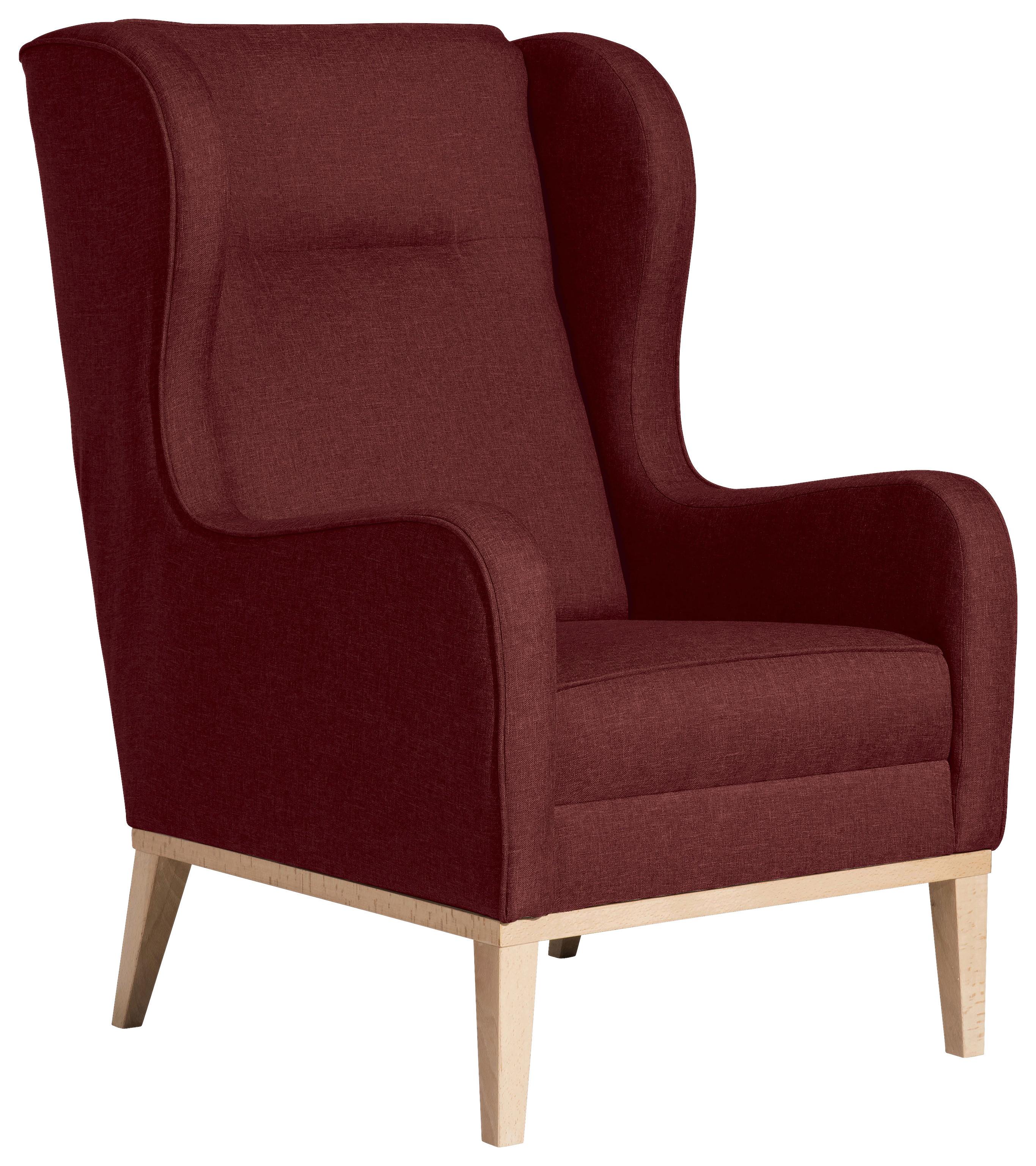Ohrensessel Angelo - Rot/Naturfarben, KONVENTIONELL, Textil (66/104/78cm) - Max Winzer