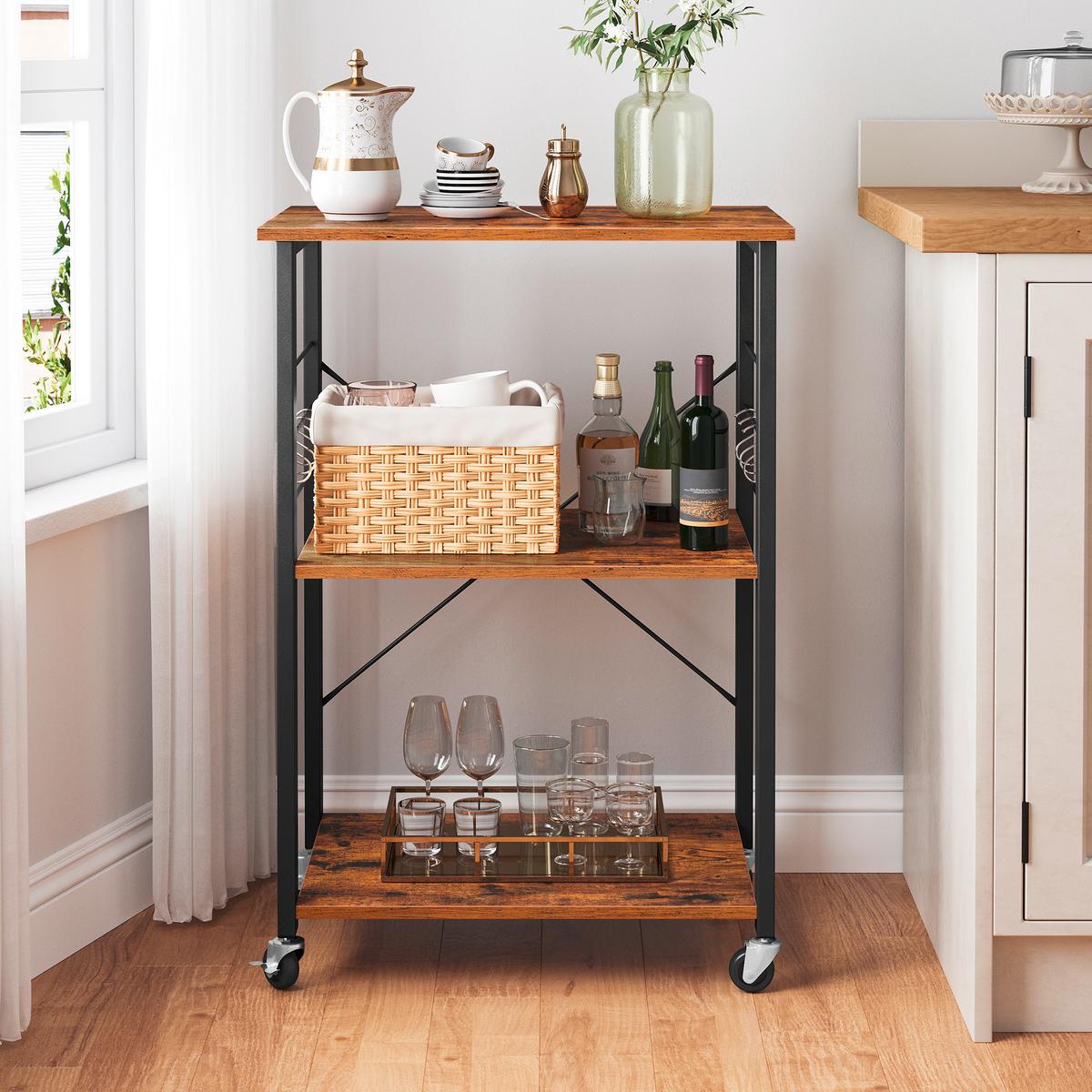 Servierwagen Braun, Schwarz B: 60 Cm - Schwarz/Braun, Trend, Holzwerkstoff/Metall (60/84/40cm) - MID.YOU