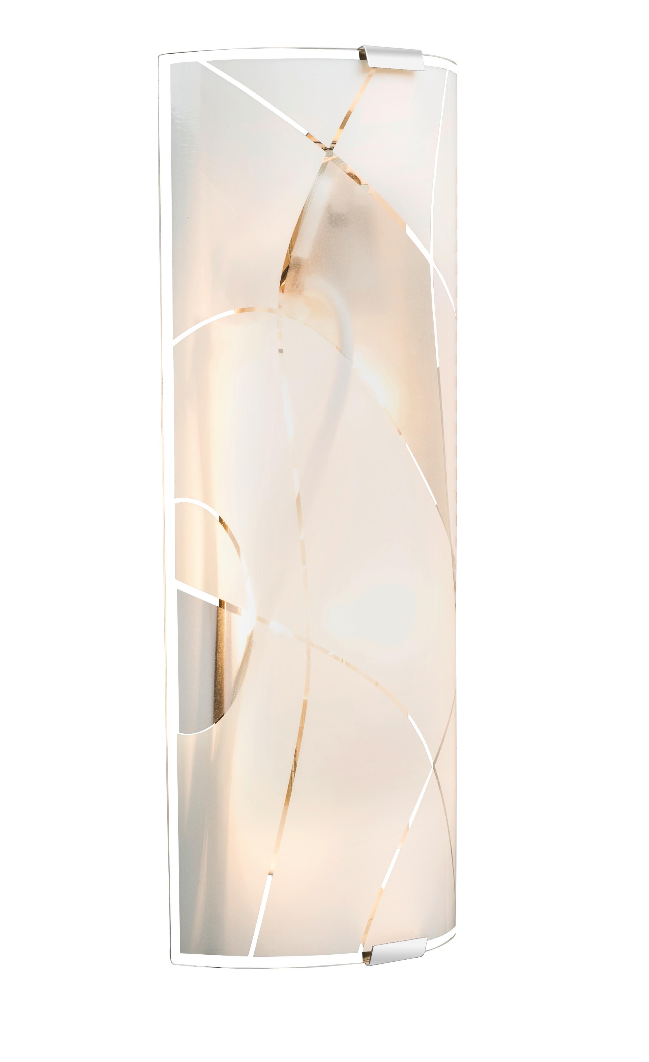 Wandleuchte 2-flammig Weiß/Chromfarben - Chromfarben/Weiß, Design, Glas/Metall (36/6/15cm) - Globo