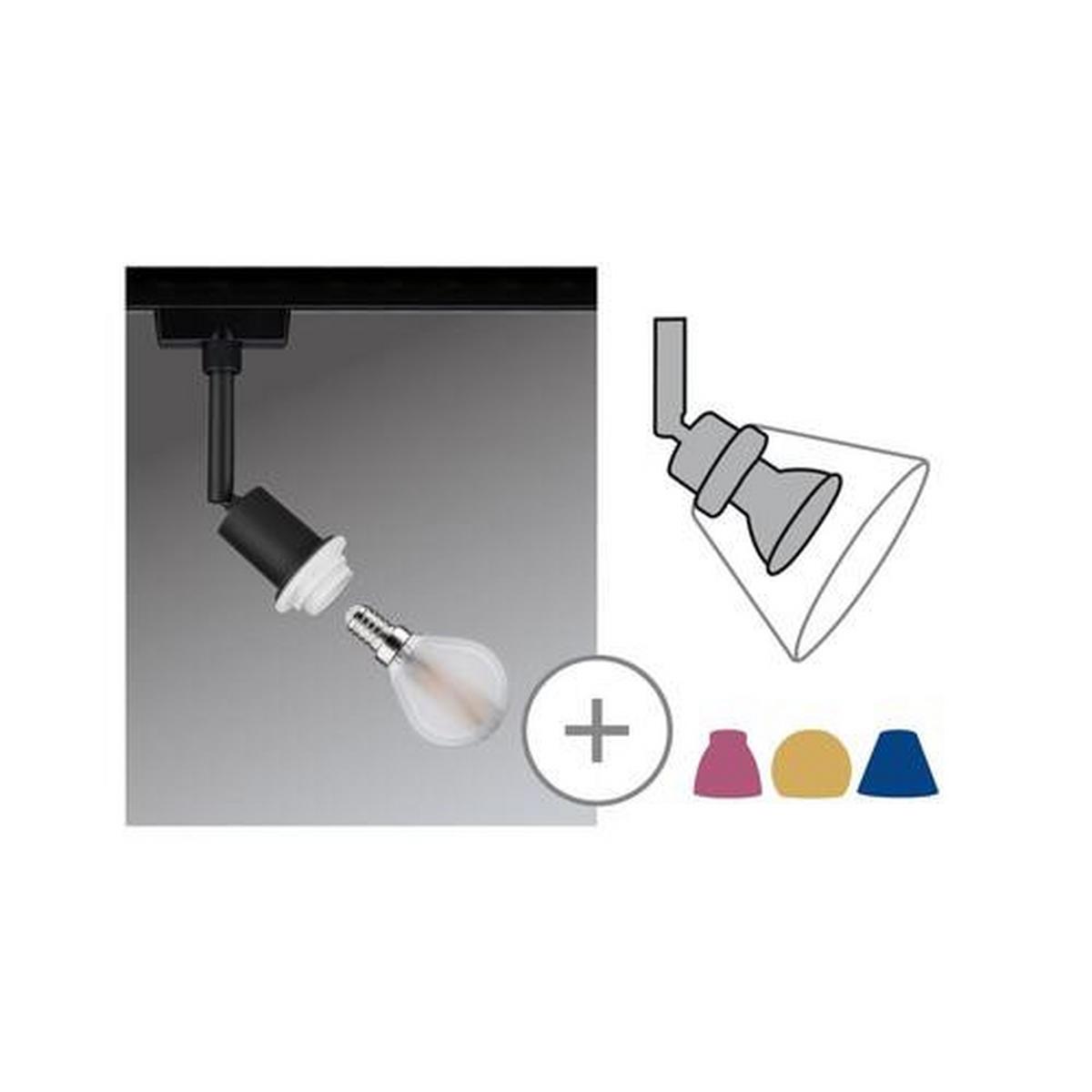 Schienensystem Urail Strahler 96913 Schwarz Matt, 1-Flammig - Schwarz, Design, Kunststoff/Metall (4,4/16,3cm) - Paulmann