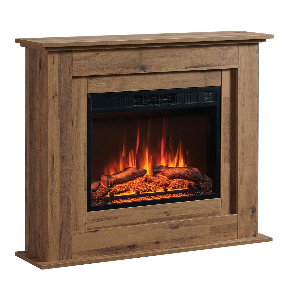 Elektrokamin Finn - Eichefarben/Dunkelbraun, Basics, Holz/Metall (25/100/82cm)