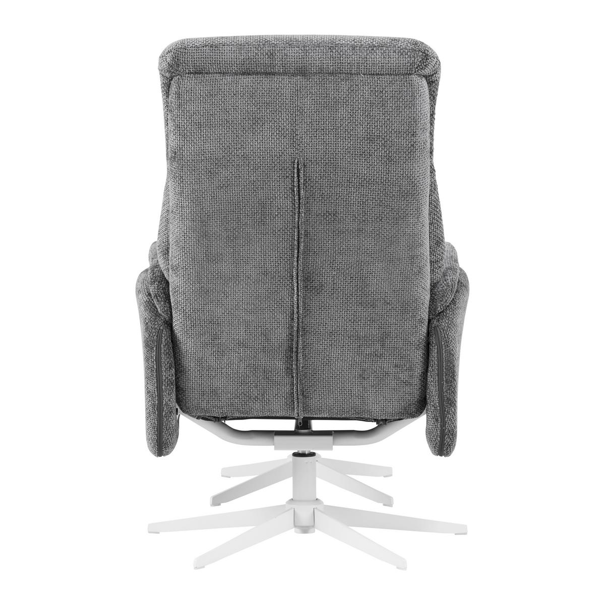 Relaxačné kreslo STAR, grafitová ženilka, s taburetom - biela/grafitová, Modern, kov/textil (72/107-95/86-110cm) - Mömax