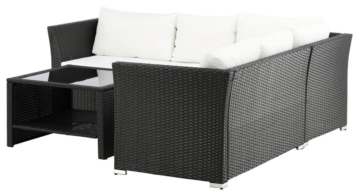 Loungegarnitur 4-Tlg Haiti aus Kunststoff mit Kissen - Schwarz, KONVENTIONELL, Kunststoff - Gardenson