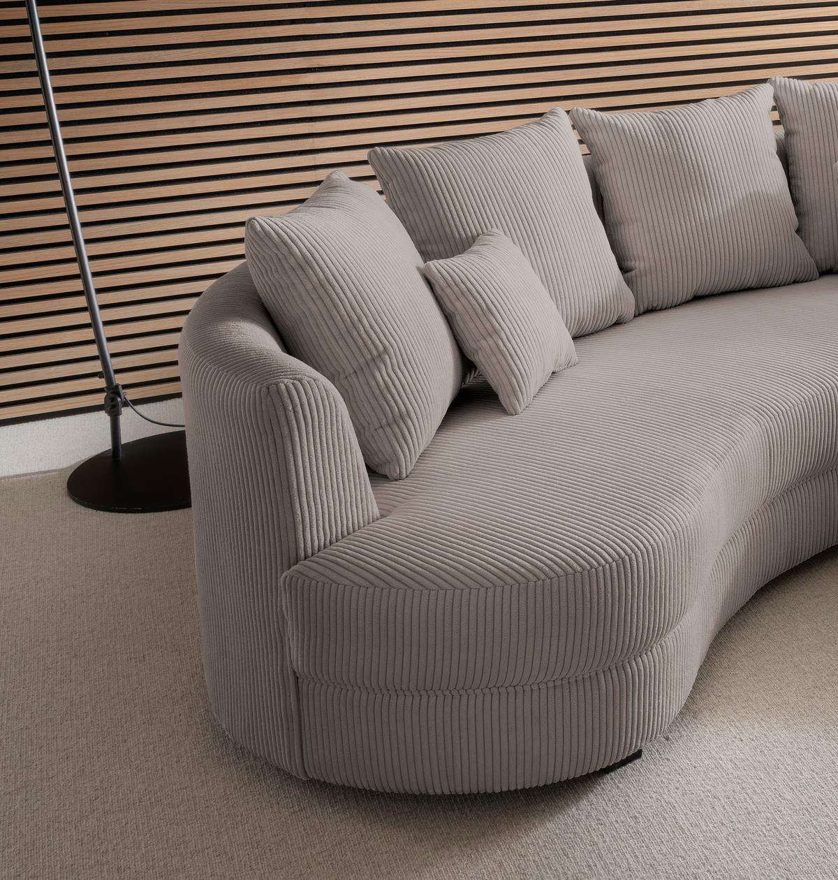 Wohnlandschaft Limoncello Graubraun S: 300/160 Cm - Graubraun/Schwarz, Design, Textil (300/160cm) - Livetastic