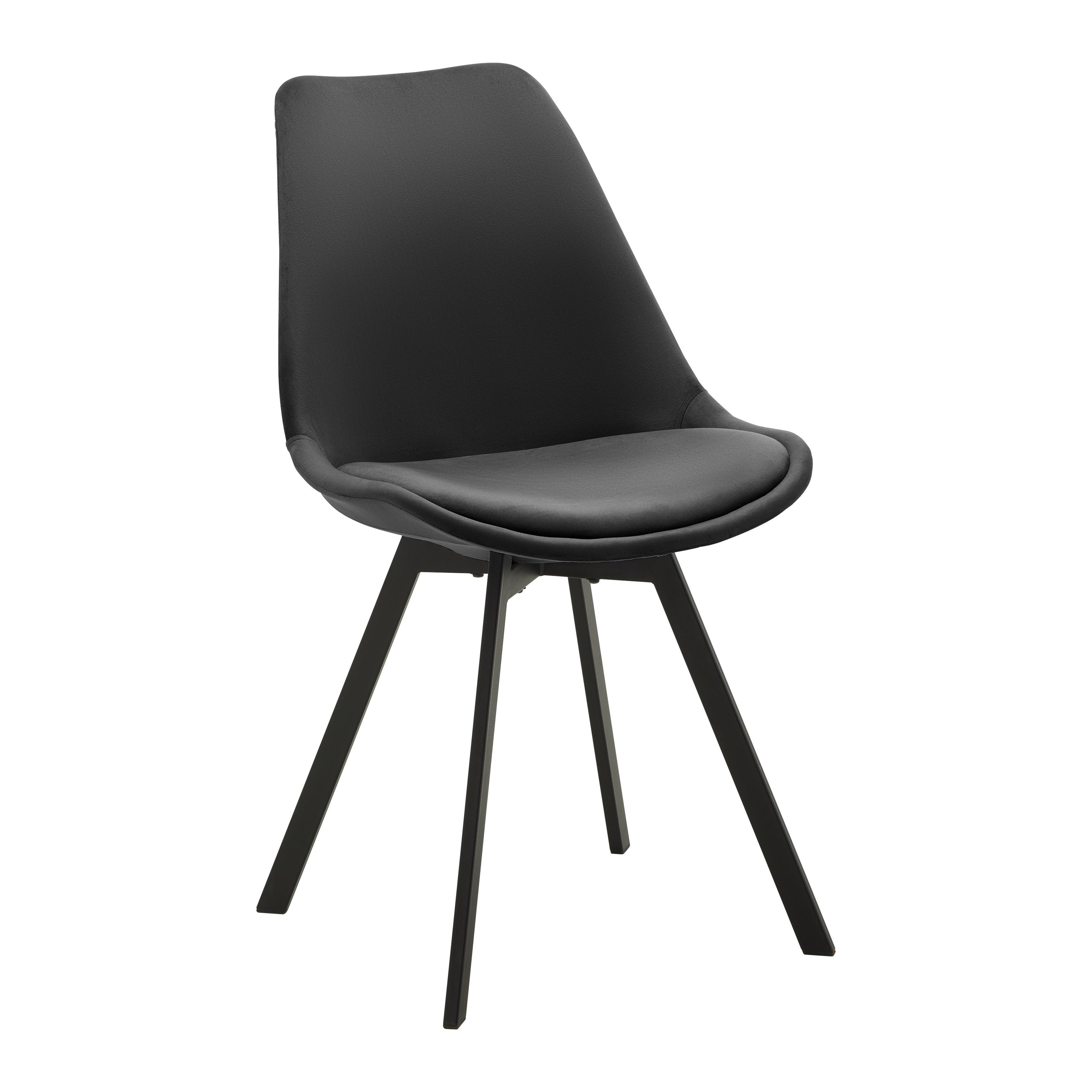 Židle Ze Sametu Mia - Černá - černá, Moderní, kov/textil (45/84/55cm) - P & B