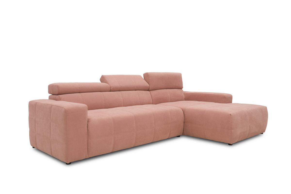 Ecksofa + Kopfteilverstellung Brandon Pink Mikrofaser - Schwarz/Rosa, Design, Textil (285/175cm) - MID.YOU