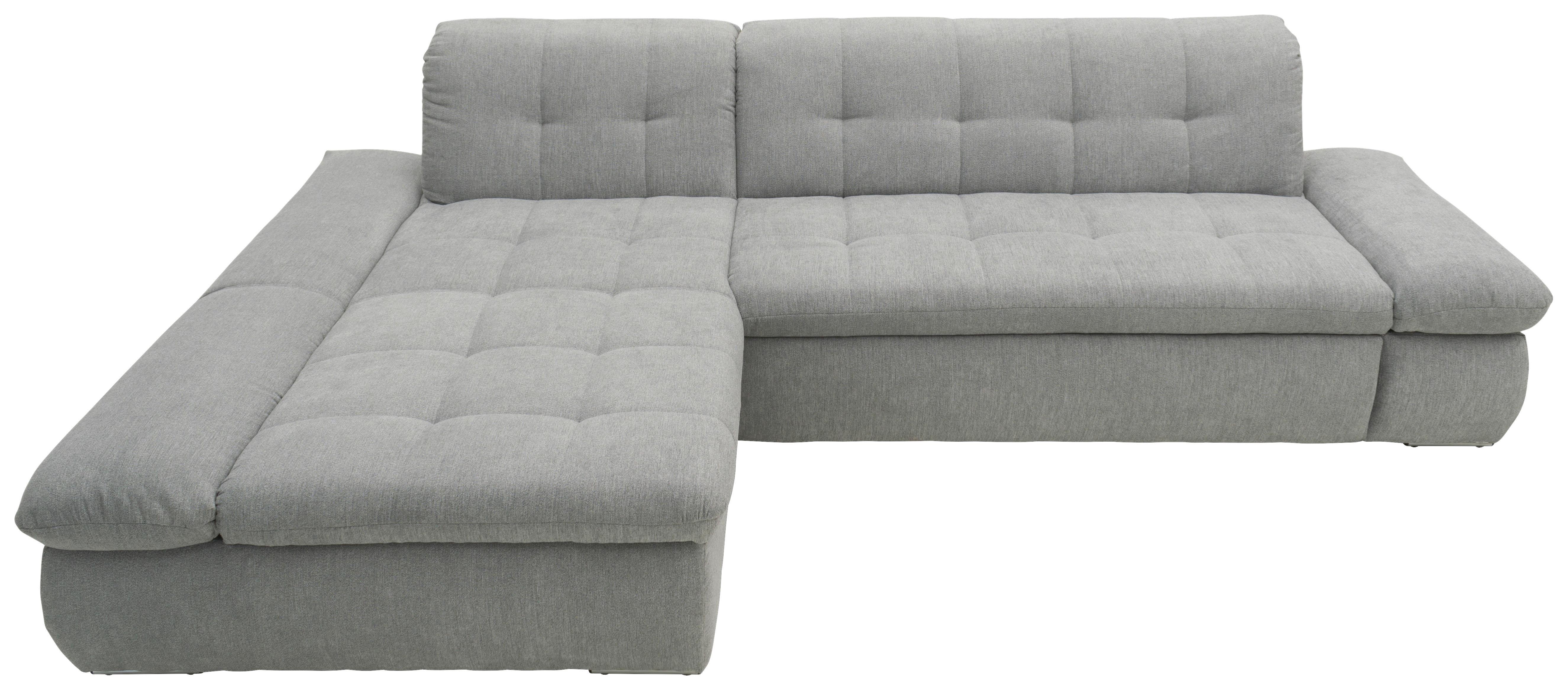 Ecksofa Mit Schlaffunktion Moric Grau Mikrofaser - Chromfarben/Grau, KONVENTIONELL, Textil (172/300cm) - MID.YOU