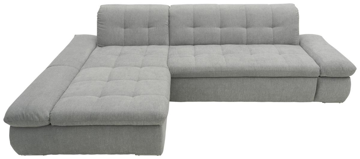 Ecksofa mit Schlaffunktion Moric Grau Mikrofaser - Chromfarben/Grau, KONVENTIONELL, Textil (172/300cm) - MID.YOU