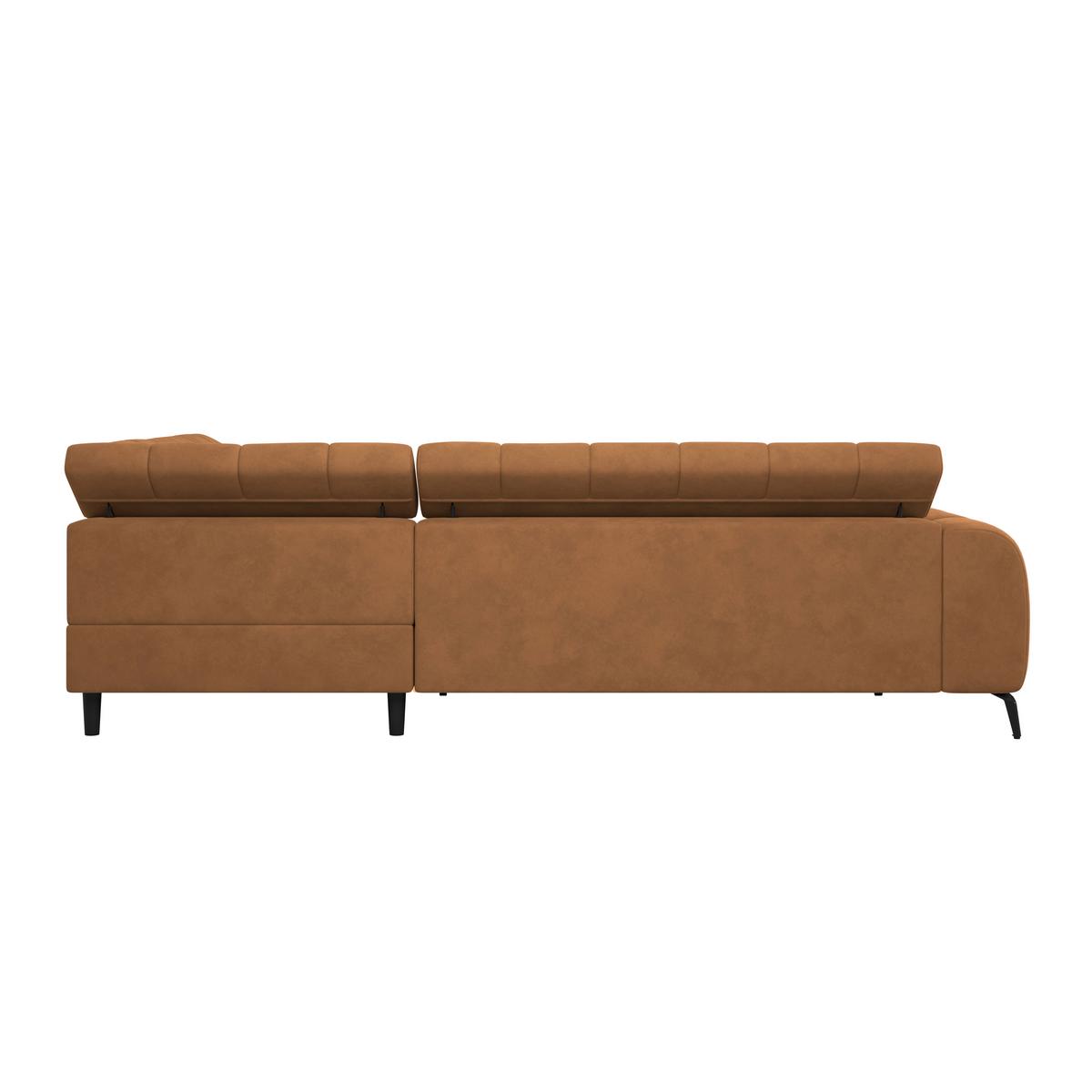 Ecksofa Volf rechts new braun, S: 261x203 cm - Cognac/Schwarz, Trend, Kunststoff/Textil (261/203cm)