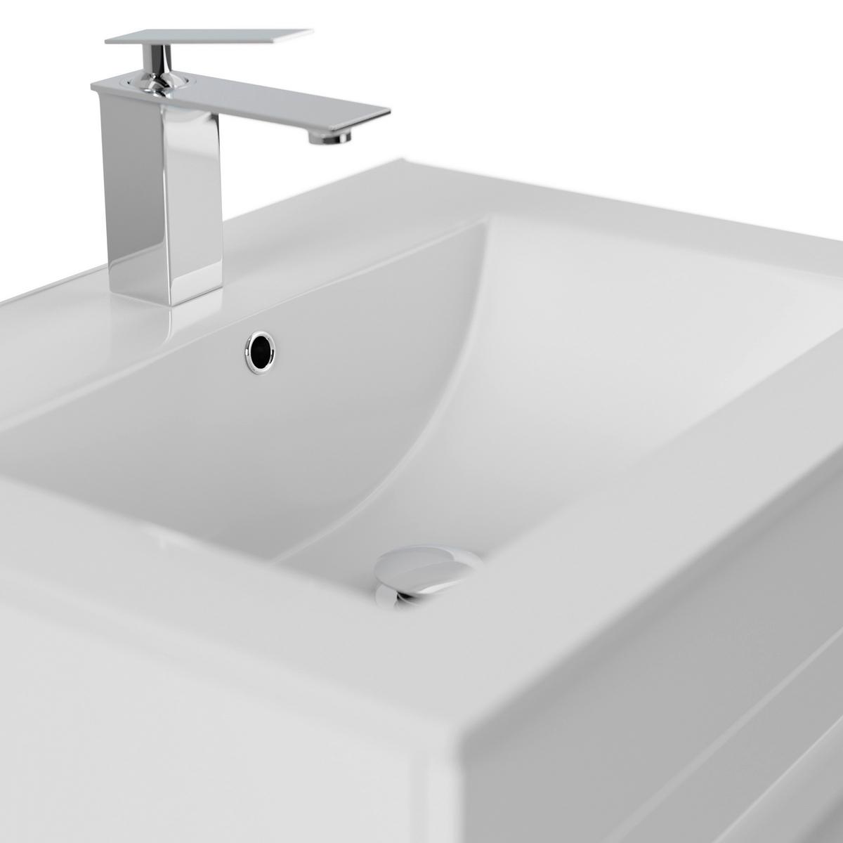 WASCHTISCHKOMBI Apollo, Weiß HG B: 61,5 - Weiß Hochglanz/Weiß, Basics, Keramik/Holzwerkstoff (61,5cm) - MID.YOU