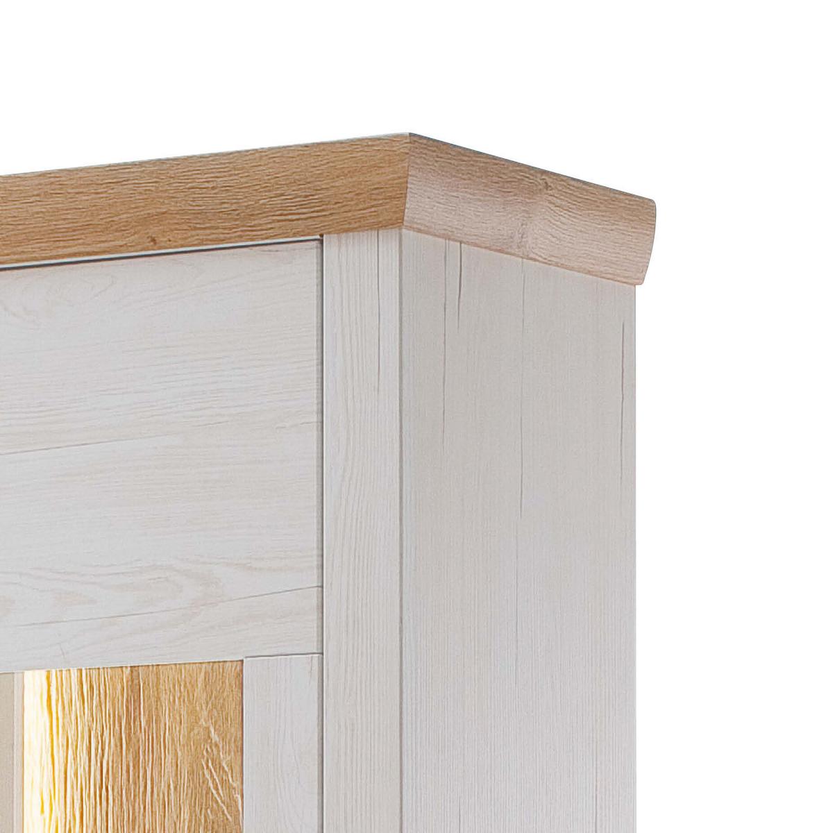 Vitrine Madrid B: 106 cm Eichefarben/Pinienfarben - Eichefarben/Schwarz, Design, Glas/Holzwerkstoff (106/205/40cm) - MID.YOU