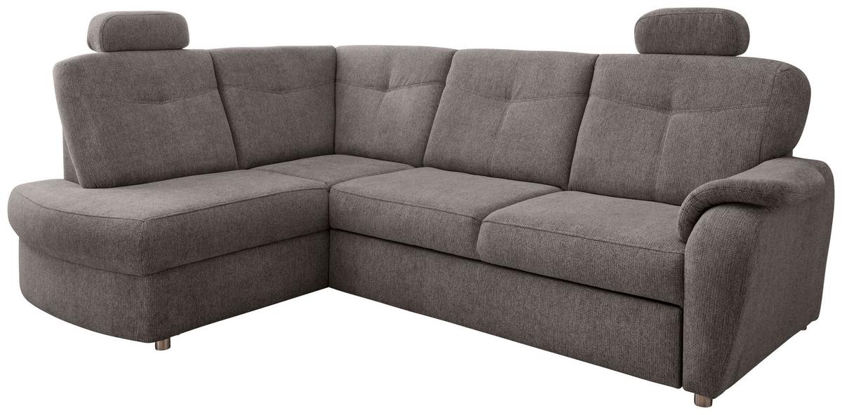Eckschlafsofa Rosali Graubraun S: 180x264 Cm - Chromfarben/Graubraun, MODERN, Textil (180/264cm) - Livetastic