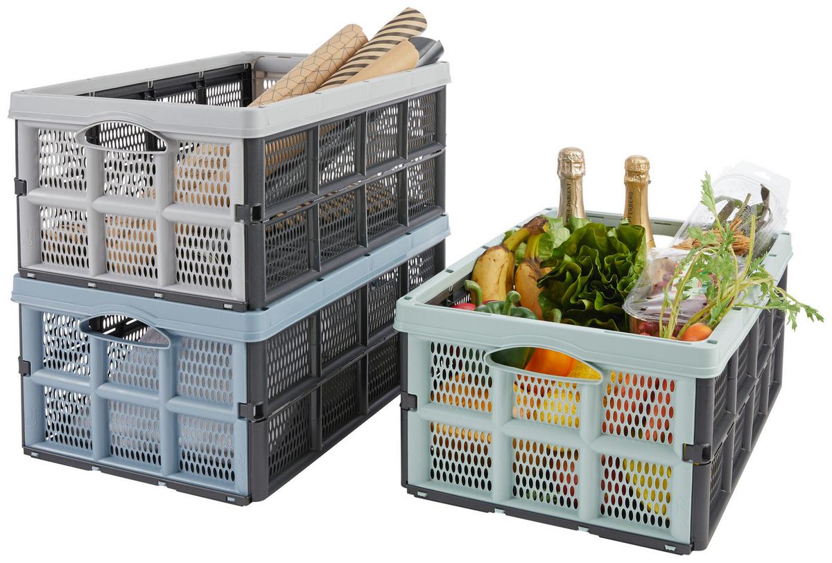 Klappbox Theodor *ph* - Sandfarben/Pastellblau, KONVENTIONELL, Kunststoff (51/34/23cm) - Ondega