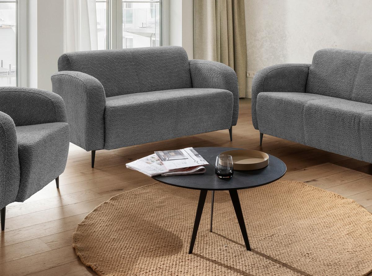 2-Sitzer-Sofa Marone Anthrazit B: 140cm - Anthrazit/Schwarz, MODERN, Textil (140/76/90cm) - Livetastic