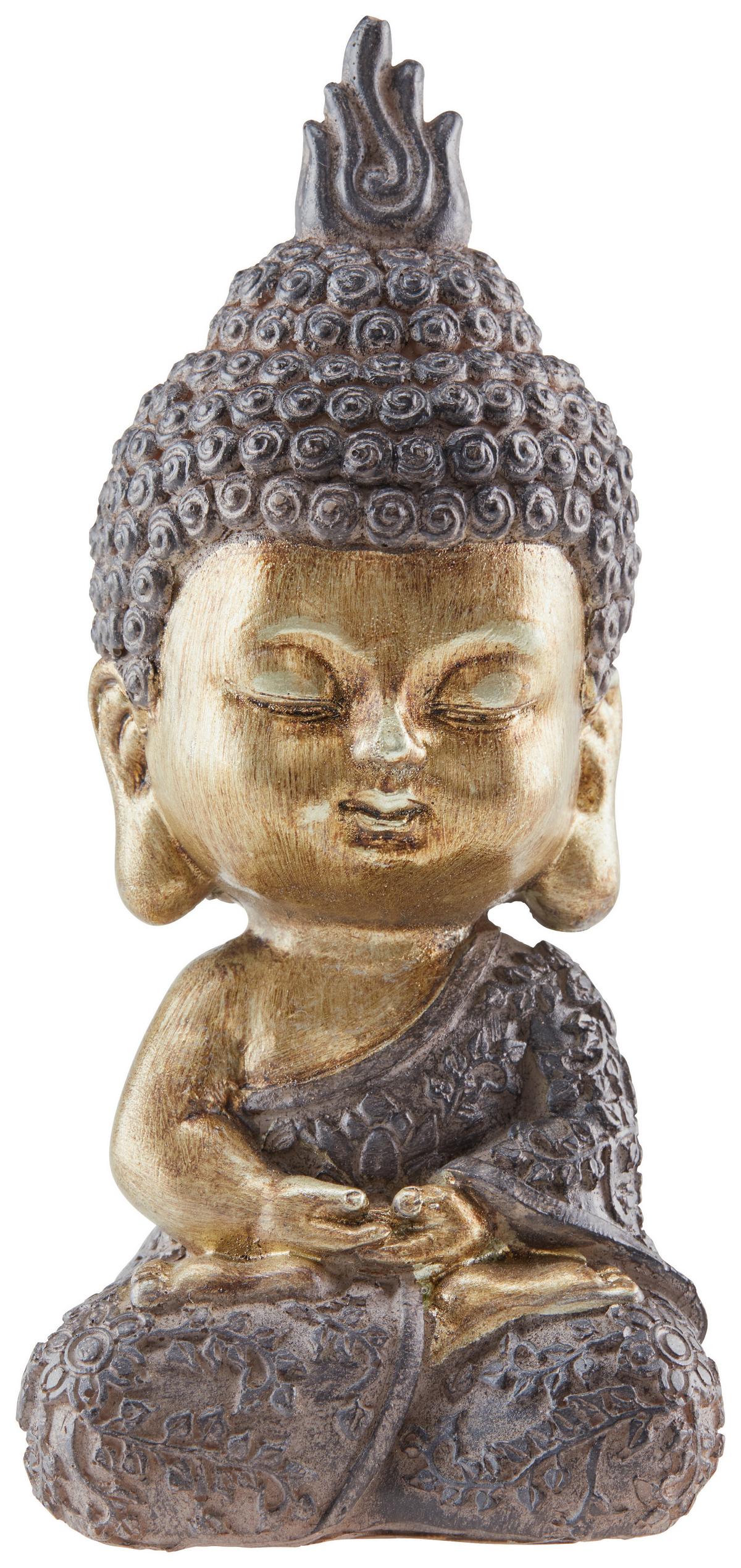 Dekofigur Buddha H: 13,5 cm Kunststoff für In- und Outdoor - Goldfarben/Braun, LIFESTYLE, Kunststoff (6/6/13,5cm) - Luca Bessoni