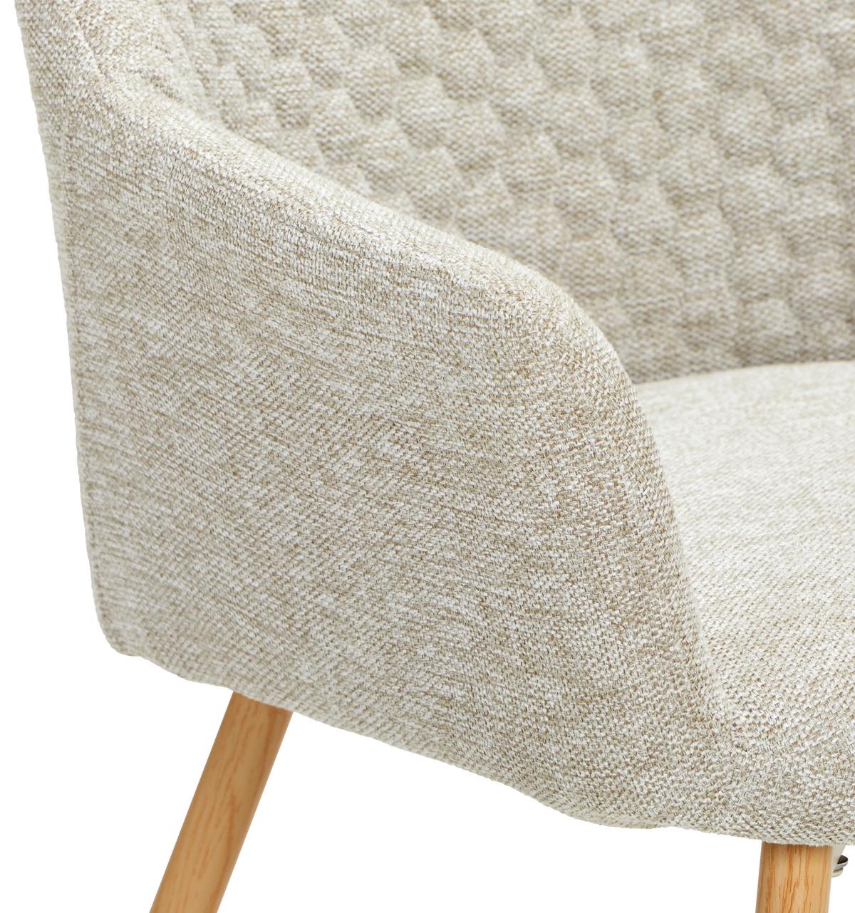 Armlehnstuhl Lara Eichenfarben/beige Gepolstert - Eichefarben/Beige, KONVENTIONELL, Holz/Textil (56,5/80/58cm) - Livetastic