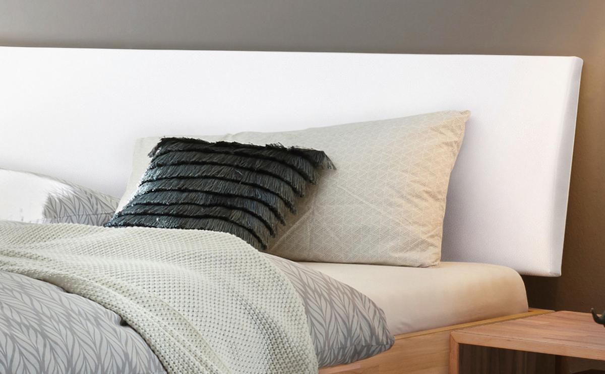 Bett Pesaro Mit Gepolstertem Kopfteil 160x200 - Buchefarben/Weiß, Design, Holz/Textil (160/200cm) - Hasena