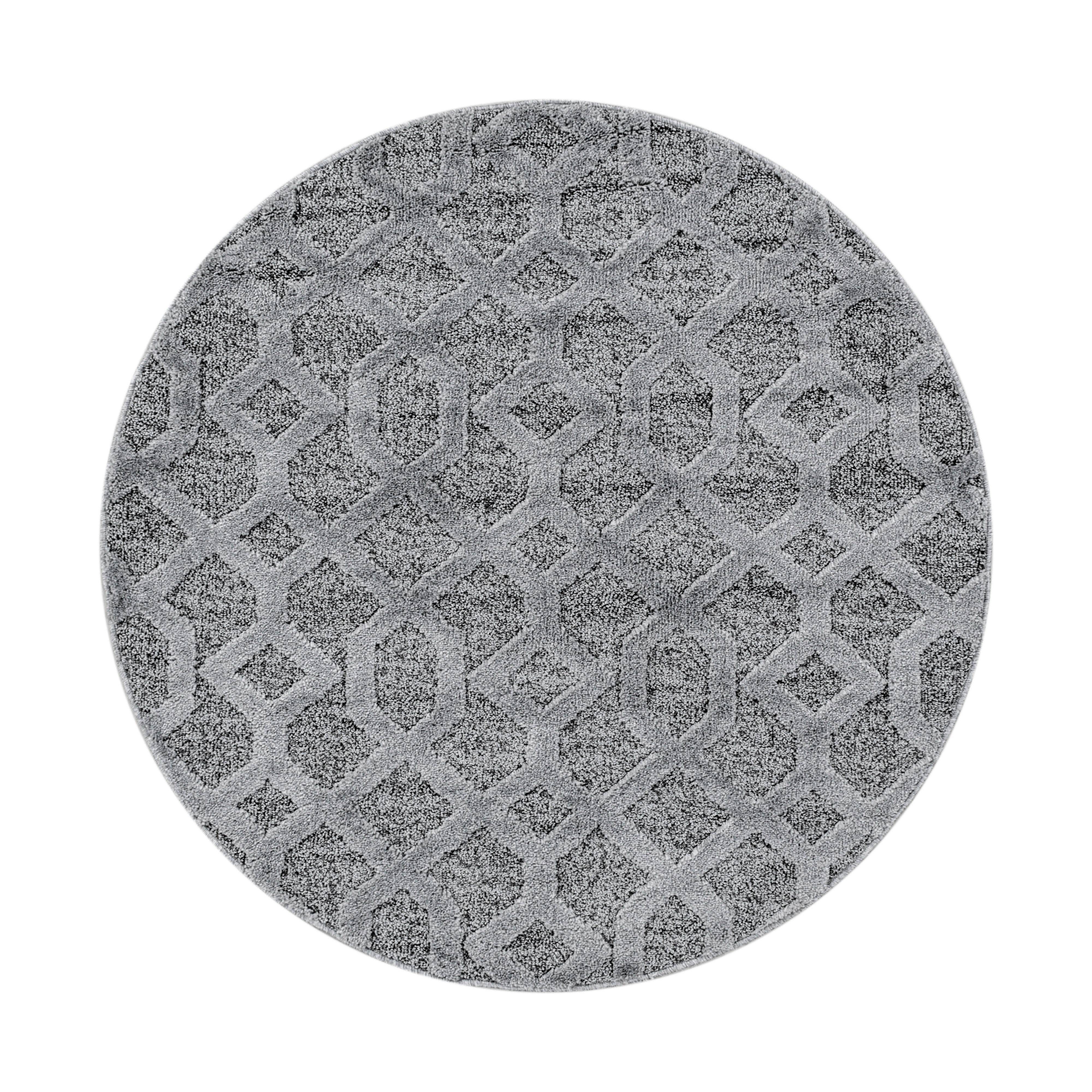 Webteppich Grau Pisa Rund Ø 120 cm - Grau, KONVENTIONELL, Textil (120cm)