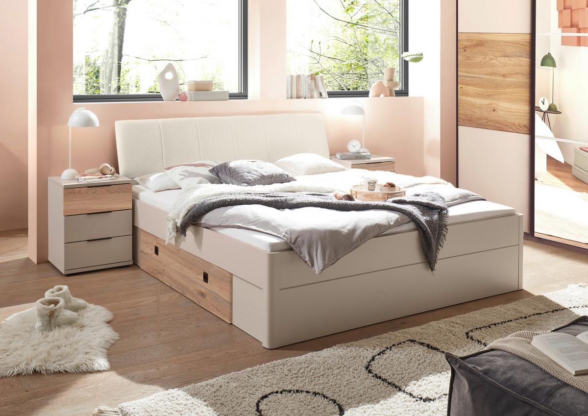 Stauraumbett Tessona Lf: 180x200 cm Kaschmir - Kaschmir/Eichefarben, Trend, Holzwerkstoff/Textil (180/200cm)