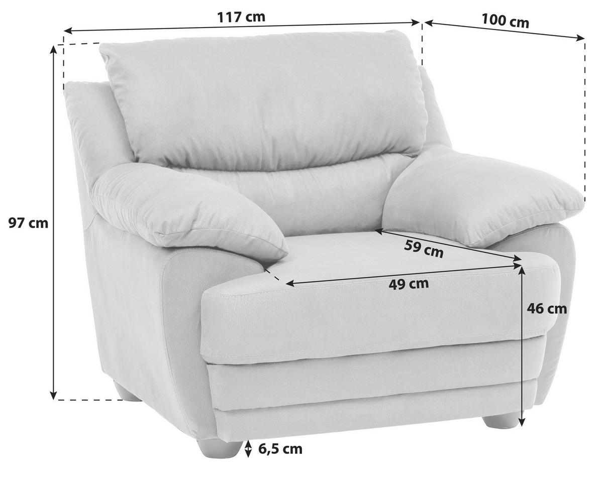 Polstersessel Mit Armlehnen Nebolo Textil Beige - Schlammfarben/Schwarz, Design, Textil (117/97/100cm) - Livetastic