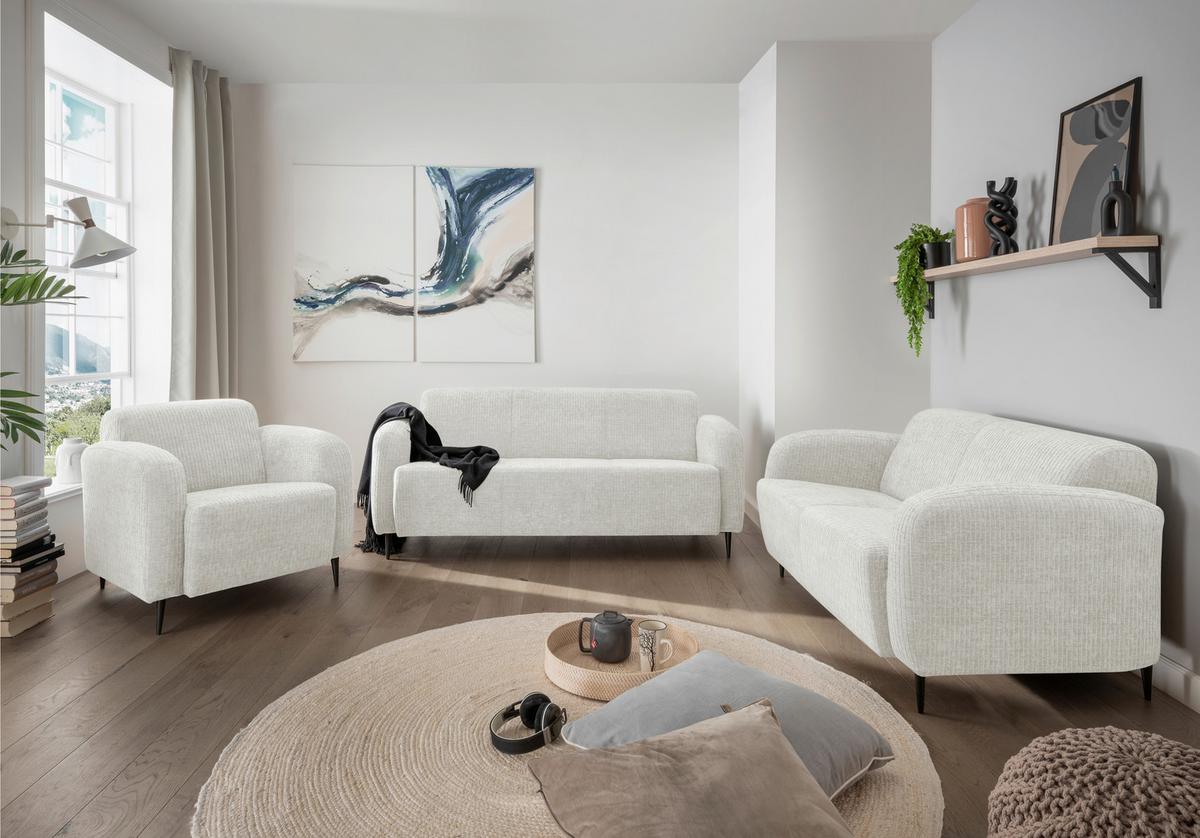 3-Sitzer-Sofa Marone Weiß B: 180cm - Schwarz/Weiß, MODERN, Textil (180/76/90cm) - Livetastic