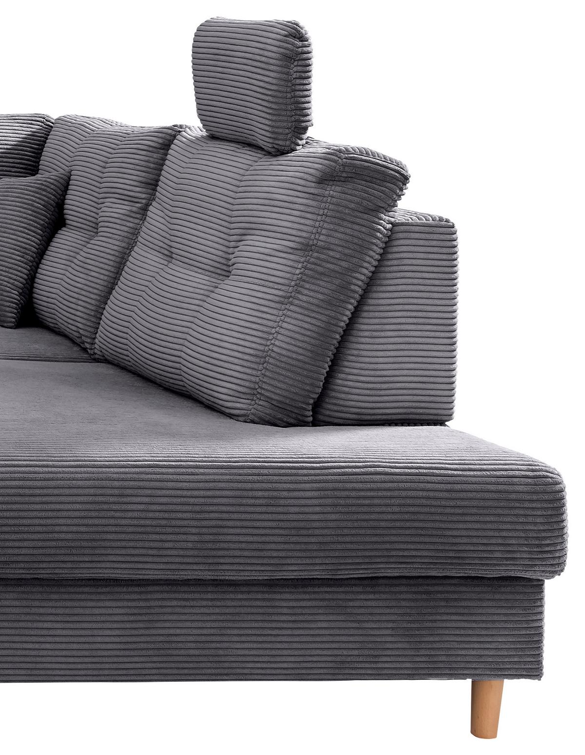 Wohnlandschaft Brizzini Grau S: 176x338-352 cm - Naturfarben/Grau, MODERN, Textil (176/338-352/206cm) - Livetastic