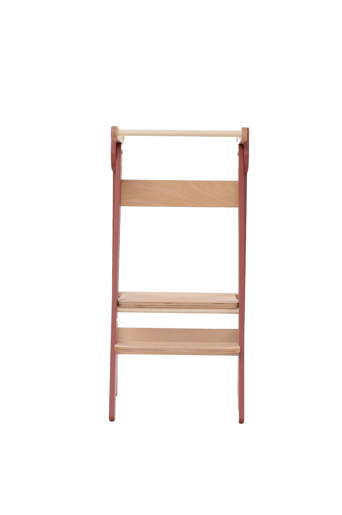Lernturm Space Saving Rot/Natur - Rot/Naturfarben, Basics, Holz (38/90/40cm)