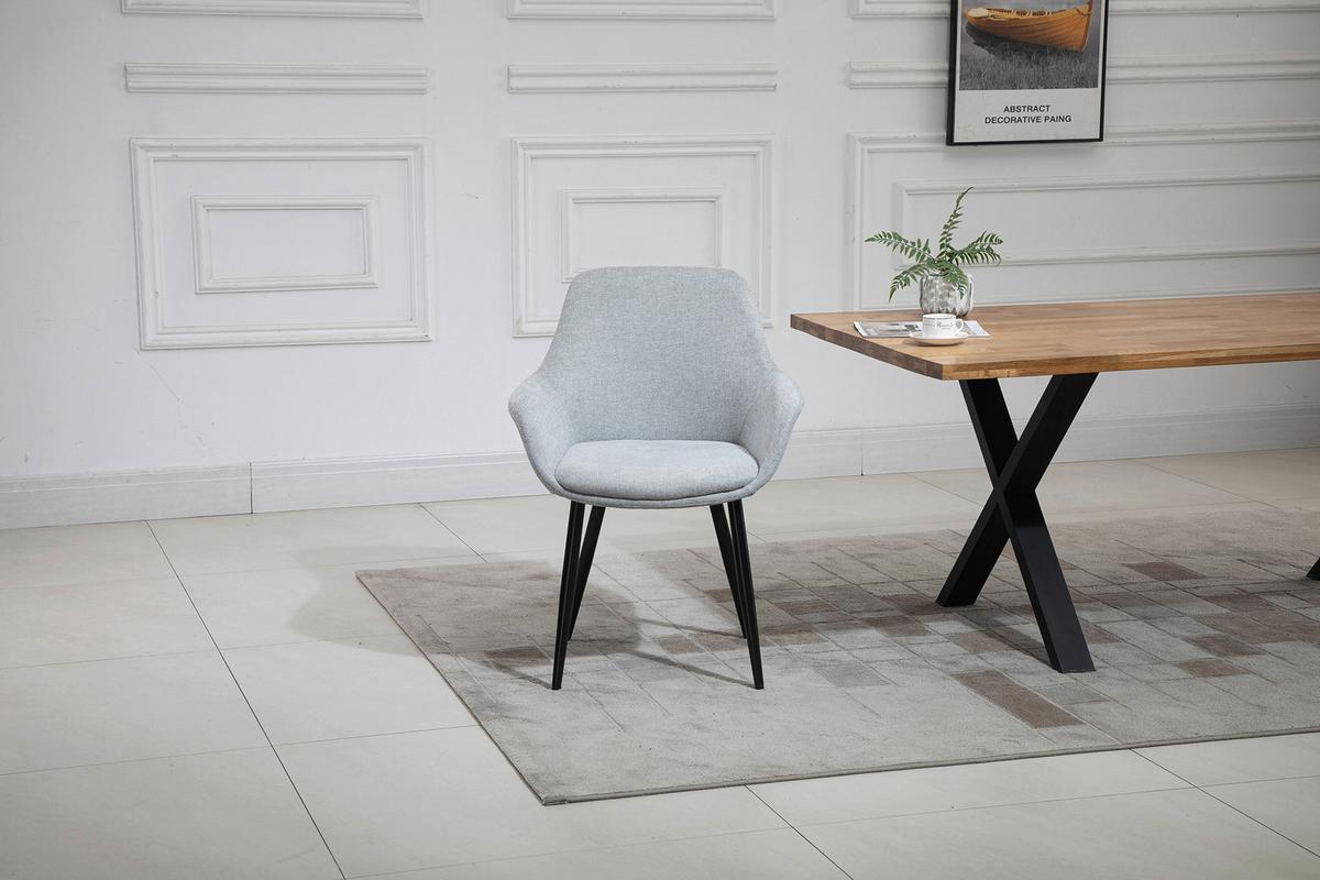 Armlehnstuhl-Set Hellgrau B: 64 cm - Hellgrau/Schwarz, MODERN, Textil/Metall (64/86/59cm) - Livetastic