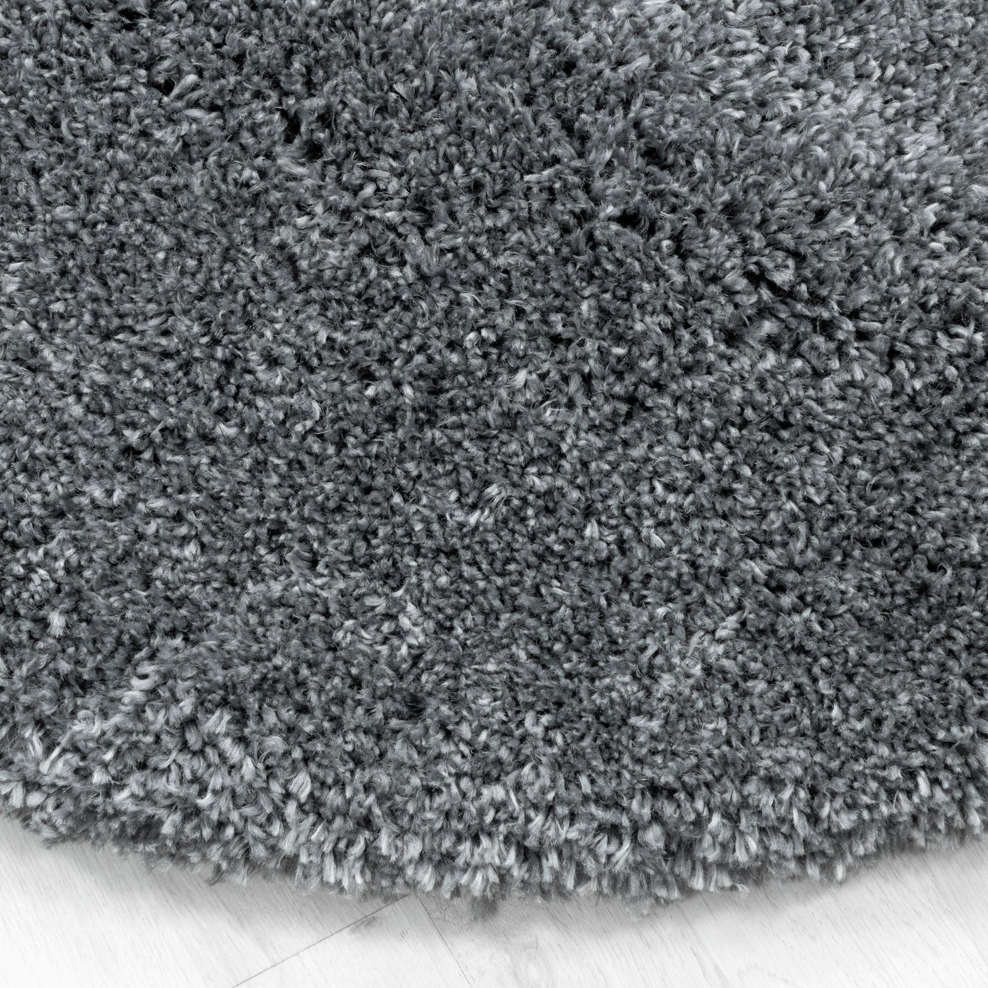 Hochflor Teppich Hellgrau Fluffy Rund Ø 200 cm - Hellgrau, Basics, Textil (200cm)