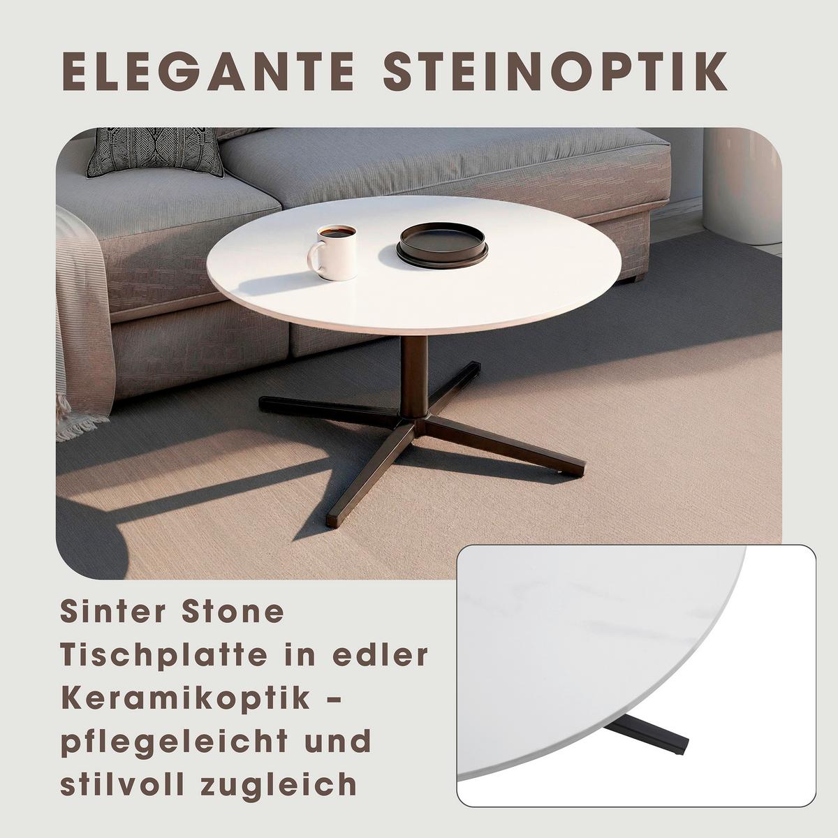 Couchtisch Cup Schwarz/weiß B: 70 Cm - Schwarz/Weiß, Design, Stein/Metall (70/36,5/70cm) - MID.YOU