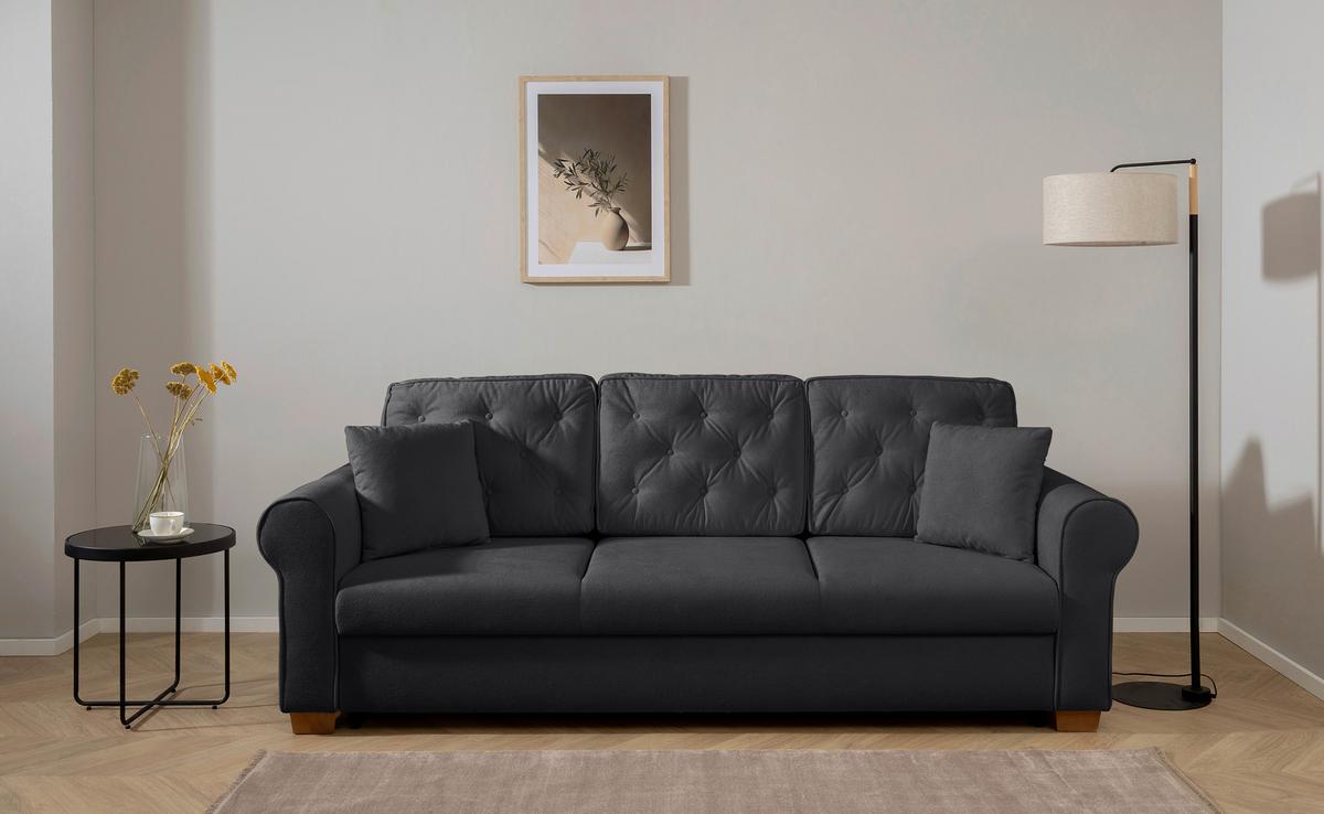 Schlafsofa Arles, Anthrazit 75 B: 240 Cm - Anthrazit/Buchefarben, Design, Textil (240/94/98cm) - MID.YOU