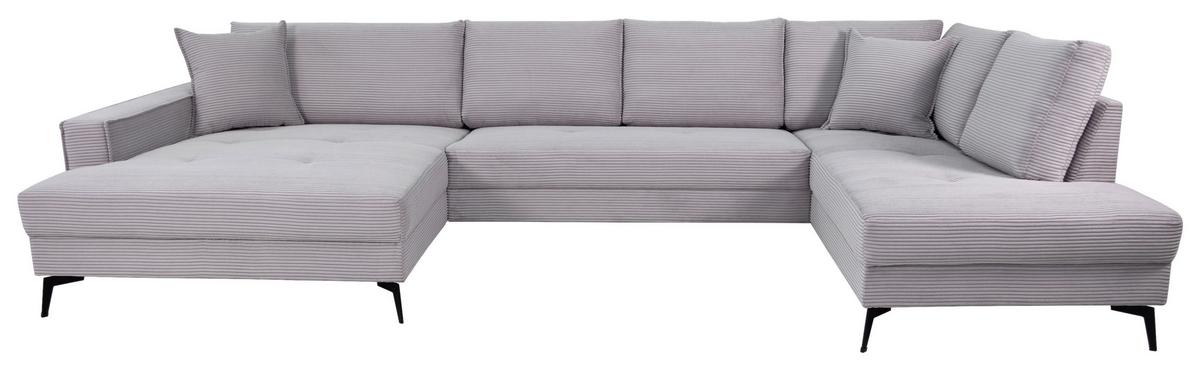 Wohnlandschaft Zero Grau U-Form 195x362x173cm - Hellgrau/Schwarz, Trend, Textil (173/362/195cm)