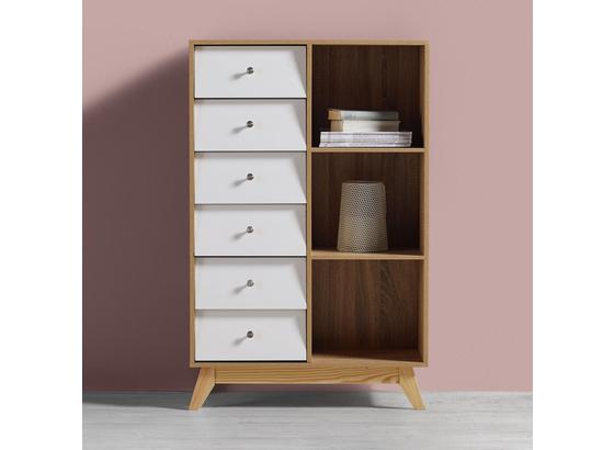 Komoda Enny - bílá/barvy pinie, Moderní, kov/dřevo (80/124/35cm) - Modern Living Komoda Enny - bílá/barvy pinie, Moderní, kov/dřevo (80/124/35cm) - Modern Living