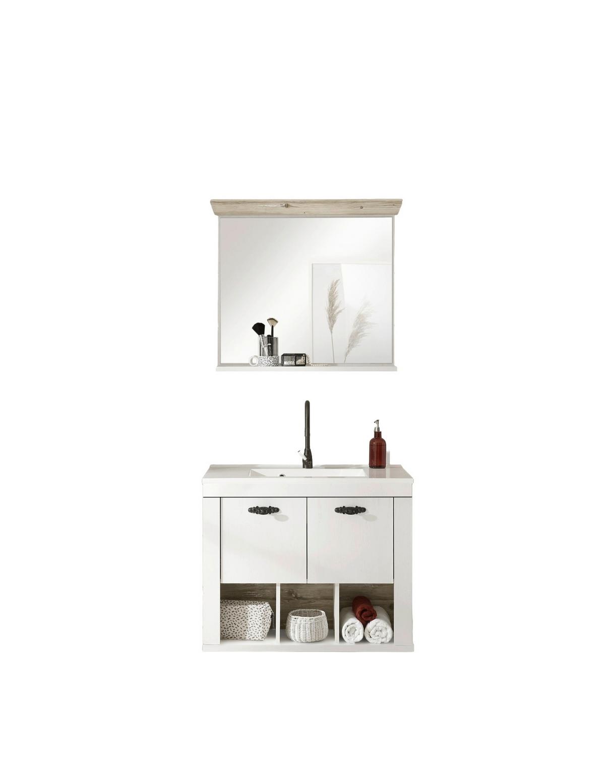 Badezimmer Florenz Pinienfarben B: 81cm - Weiß/Pinienfarben, Design, Naturmaterialien/Holzwerkstoff (81/200/46cm) - MID.YOU