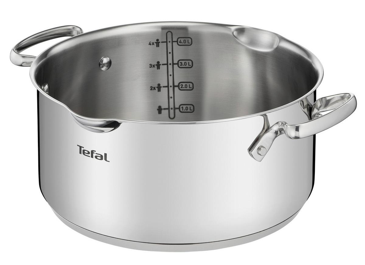 Kochtopfset 7-Tlg. Edelstahl Mit 3 Deckel - Edelstahlfarben, Basics, Glas/Metall (54/30/54cm) - Tefal