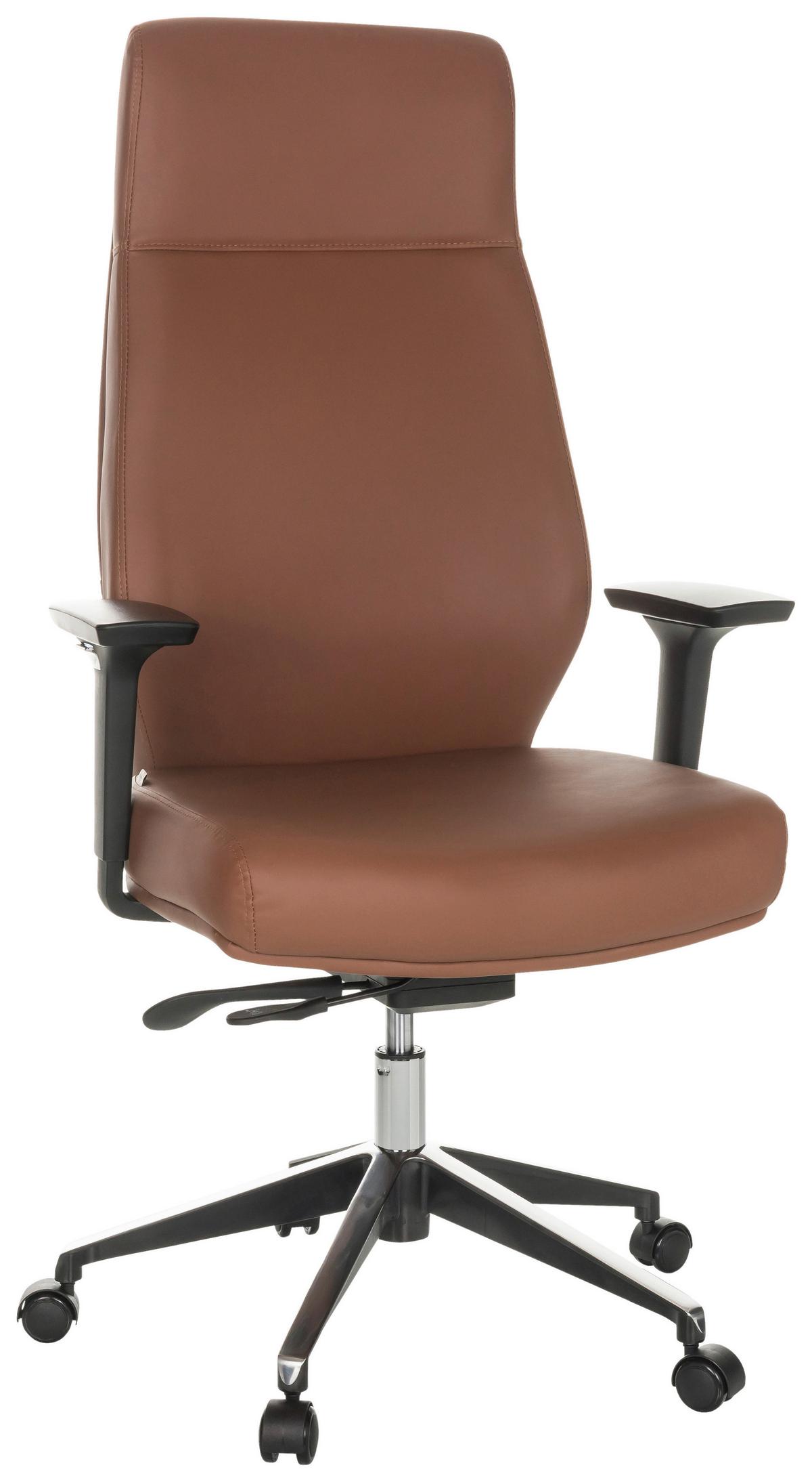 Drehstuhl Vitoro Eco - Schwarz/Braun, Basics, Leder/Kunststoff (68/123-130/68cm) - MID.YOU