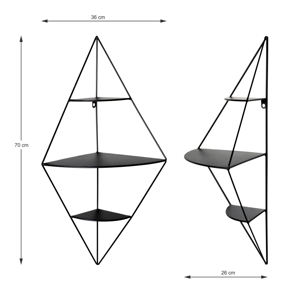 ROHOVÝ REGÁL LEICESTER - černá, Moderní, kov (36/70/26cm) - Mömax