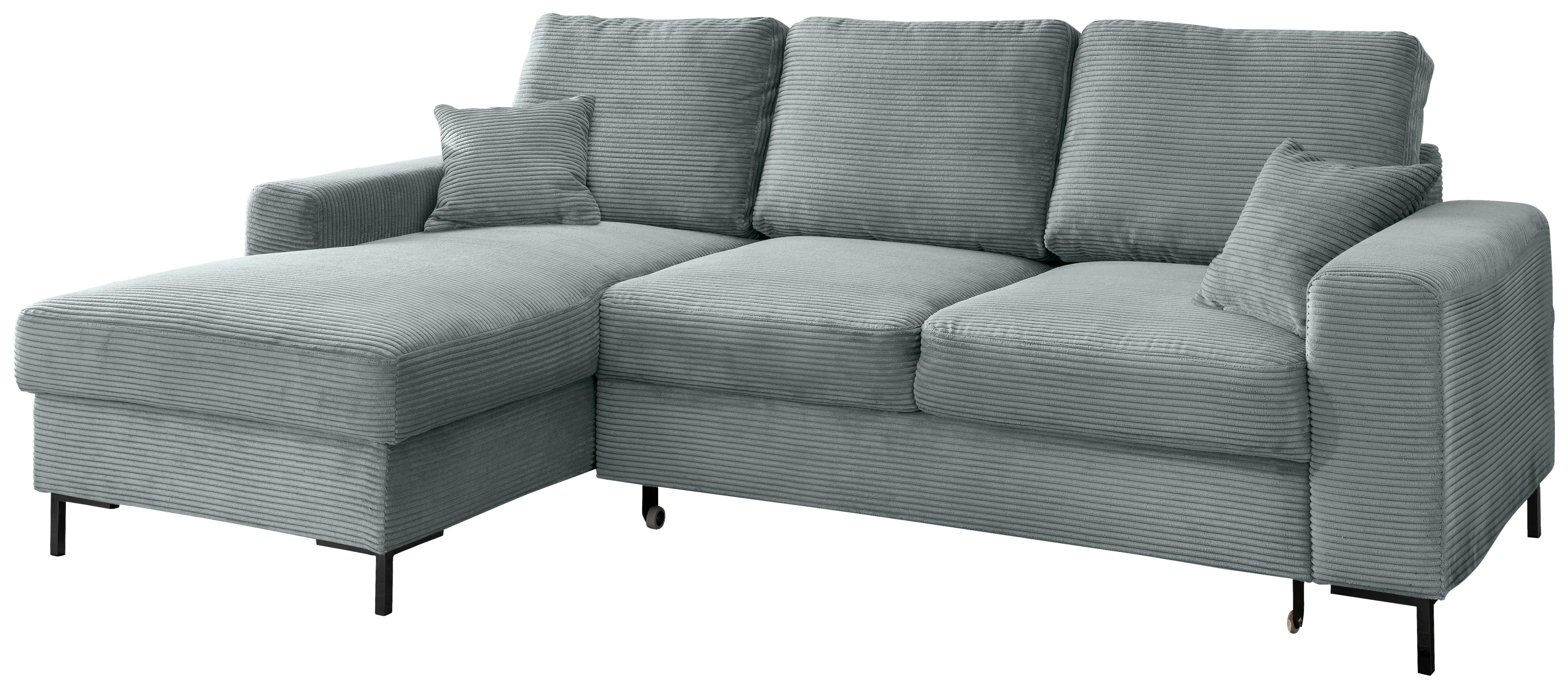 Eckschlafsofa Zona, Hellblau S: 143x237 Cm - Schwarz/Hellblau, KONVENTIONELL, Textil (143/237cm) - Livetastic