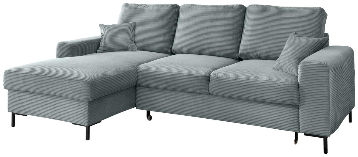 Eckschlafsofa Zona, Hellblau S: 143x237 Cm - Schwarz/Hellblau, KONVENTIONELL, Textil (143/237cm) - Livetastic