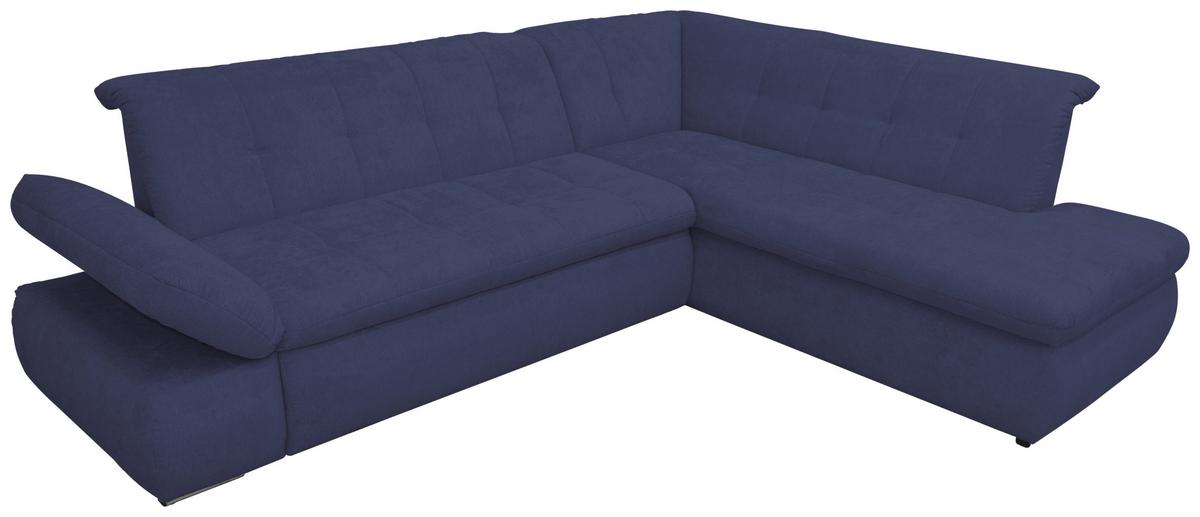 Ecksofa mit Armteilverstellung Moric Dunkelblau Mikrofaser - Chromfarben/Dunkelblau, KONVENTIONELL, Textil (273/216cm) - MID.YOU