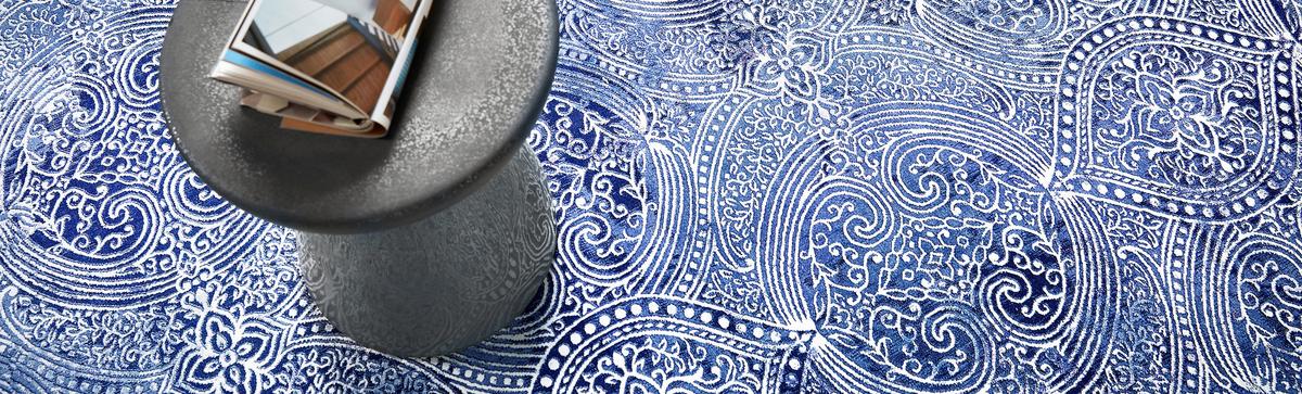 Webteppich Grace Blau/silberfarben 190x290 Cm - Blau/Silberfarben, Design, Textil (190/290cm) - WECON HOME