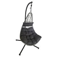 Hängesessel Tonga - Dunkelgrau/Anthrazit, MODERN, Kunststoff/Metall (95/95/195cm) - Beldano