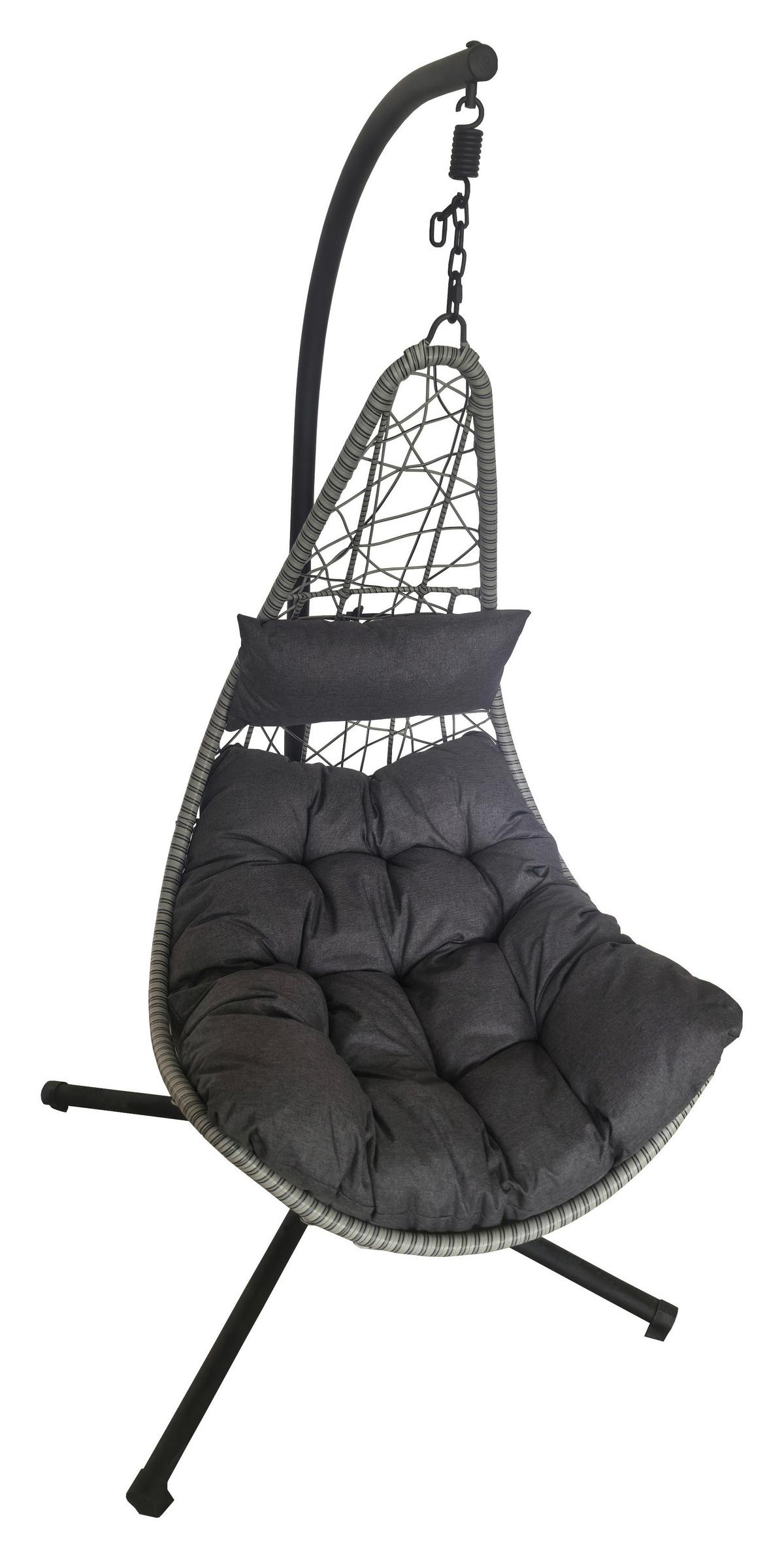 Hängesessel Tonga - Dunkelgrau/Anthrazit, MODERN, Kunststoff/Metall (95/95/195cm) - Beldano