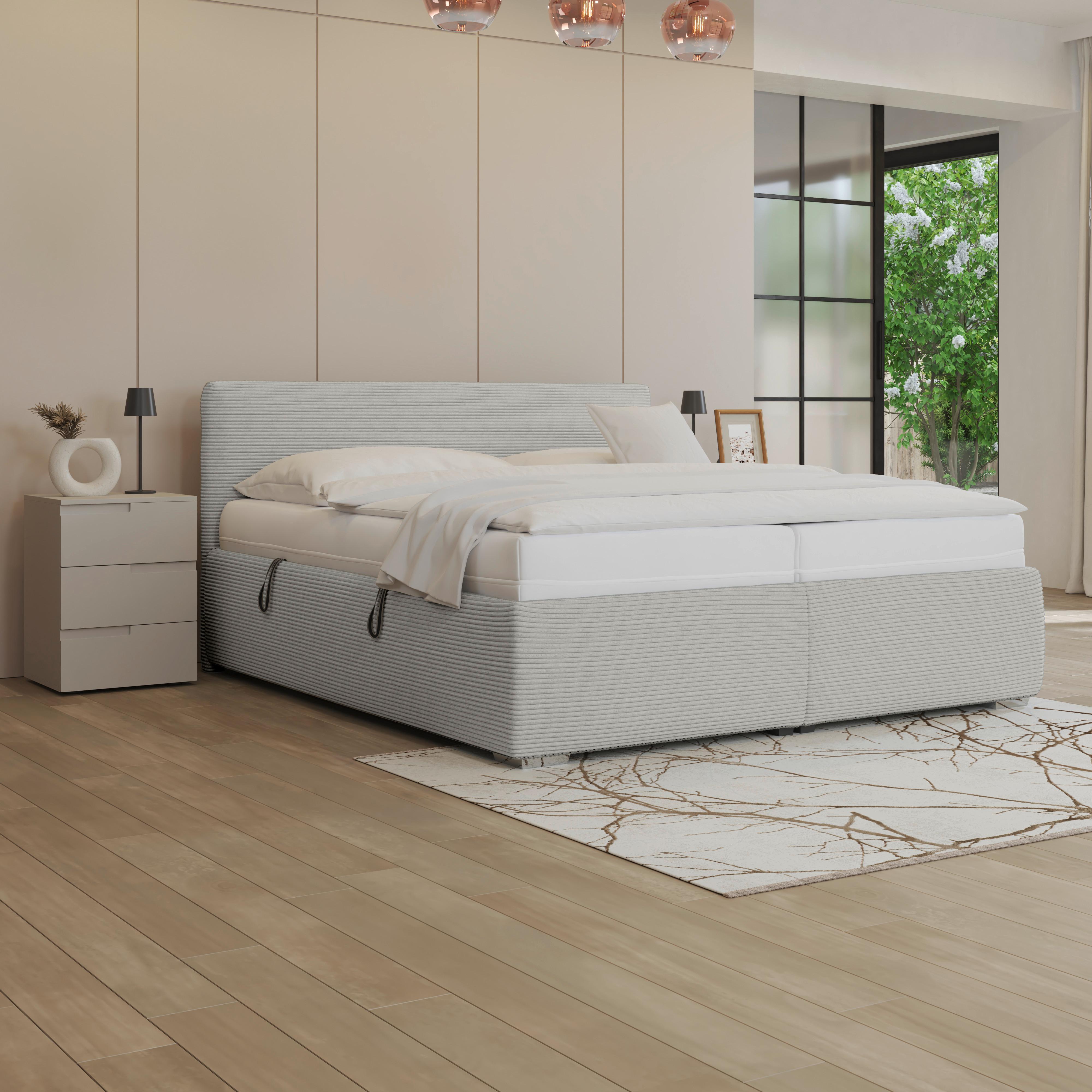 Polsterbett Lesia - Chromfarben/Weiß, KONVENTIONELL, Holz/Textil (200/200cm)