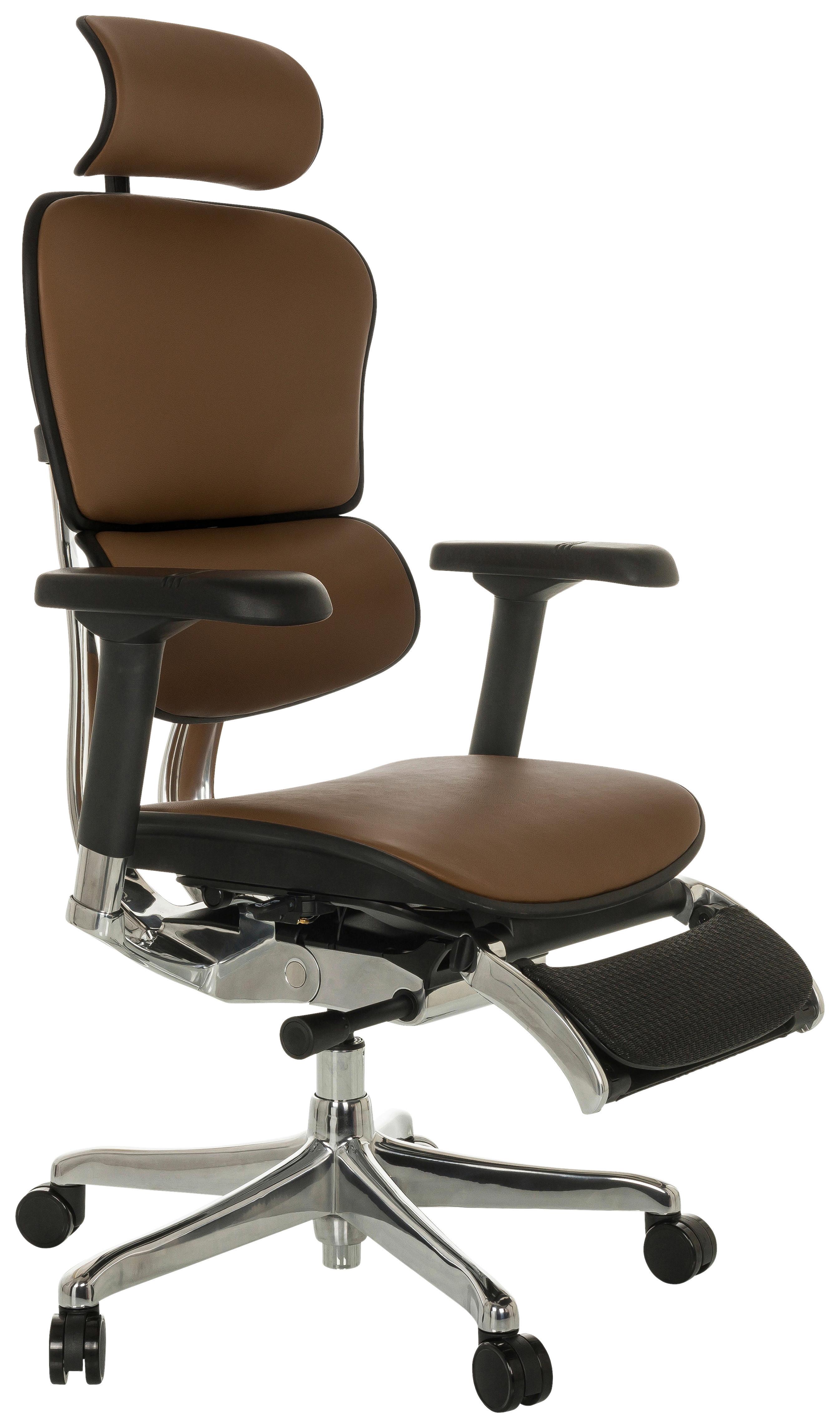 Drehstuhl Ergohuman Plus Braun B: 76 Cm - Silberfarben/Schwarz, MODERN, Leder/Kunststoff (76/119 - 138/64cm) - MID.YOU