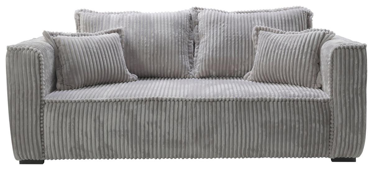 Sofa Modena Inkl. Kissen Hellgrau, B: 223 Cm - Hellgrau/Schwarz, Design, Textil (223/95/121cm) - MID.YOU
