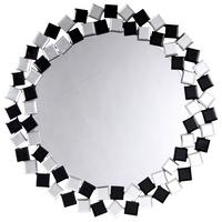 Wandspiegel Mosaic 1825 Silber/schwarz - Silberfarben/Schwarz, Basics, Glas/Holzwerkstoff (80/80/1,6cm) - Kayoom